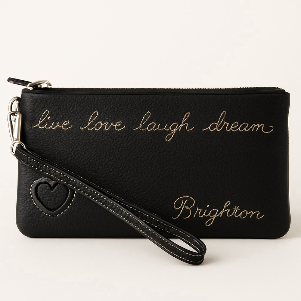 2 Pc. Brighton Black Leather Shoulder Bag and Wallet Matching Set - Picture 4 of 6